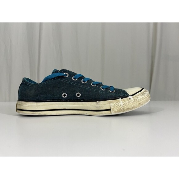 Converse All Star Womens Teal Canvas Size 8 Low Top Blue Laces Grunge - Picture 6 of 12